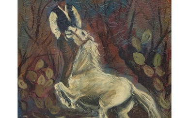 GIUSEPPE UZZACO, Paesaggio con cavallo, Olio su tela