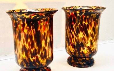 GLASS VASES, a pair, Murano style tortoiseshell glass, 30cm ...