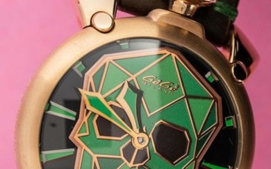 GaGà Milano - Mechanical Manuale Bionic Skull 48MM Rose Gold plated GreenLIMITED EDITION - 5061.02S - Men - BRAND NEW