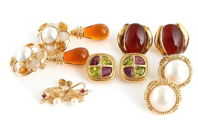 Gemstone and Gold Earrings (10pcs)