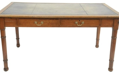 George IV Oak Writing Table, with inset tooled leather