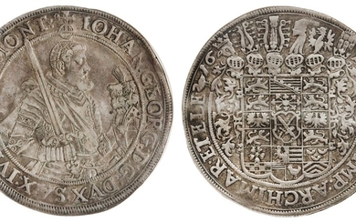 German States. Saxony. Johann Georg, ruling alone (1615-1656). Taler, 1616 swan. Chemnitz. Bare...