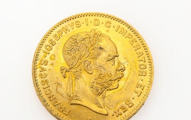 Gold coin, 4 Florin 10 Swiss Francs, Austria-...
