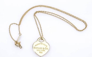 Gold necklace with pendant - by TIFFANY & CO. 18k yellow gold, "Return to Tiffany"...