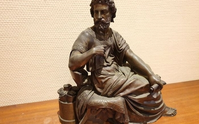 Gregoire - Sculpture, seated male figure (1) - Bronze - 19th century