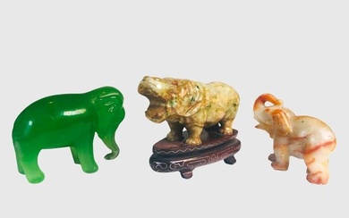Group Of Three Carved Animal Figures
