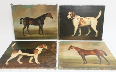 Group of 4 Antique Style Oil Paintings