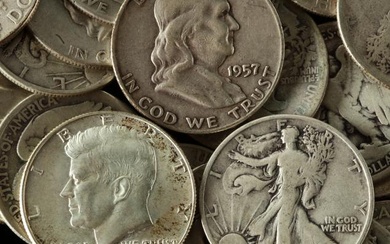 Group of 51 Circulated 20th Century Silver Half Dollars