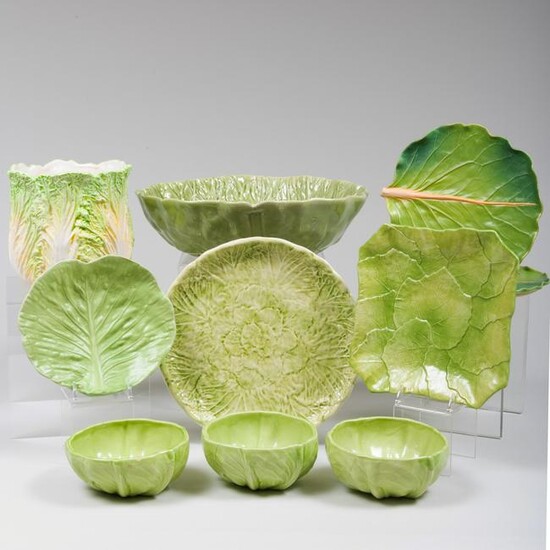Group of Ceramic Lettuce Wares, Many Italian and