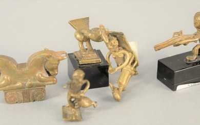 Group of five small bronze early figures, double