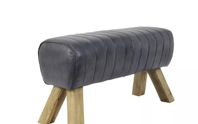 Gym Bench Leather Grey - Hall bench - Leather, Wood