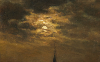 HENDRIK WILLEM MESDAG (1831-1915). Sailing ship at full moon.