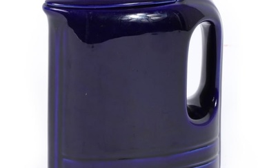 Hall China Co. Westinghouse Art Deco cobalt blue "Hercules" refrigerator pitcher 9"H x 7 1/4"W x 3