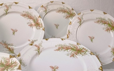 Haviland & C. Limoges - Rare set of 6 dinner plates ø cm. 24.6. (6) - Art Nouveau - Porcelain
