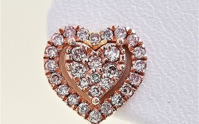 Heart Earrings - 14 kt. Pink gold - Earrings - 0.55 ct Diamond - AIG Certified No Reserve