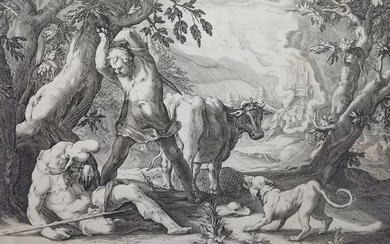 Hendrick Goltzius (1558-1617) - "Giove e gli altri dei chiedono ad Helios di guidare il Carro del Sole" - originale in I stato