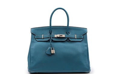 Hermès - Borse Birkin 35cm Bag, 2007 Blue jean togo leather Birkin 35 cm bag, palladium hardware, with dustbag (defects)