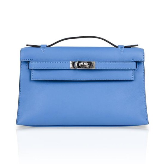 Hermes Kelly Pochette Clutch Bag Sublime Blue Paradise