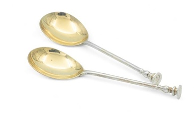 Holland, Aldwinckle & Slater (London, England) Sterling Silver Serving Spoons, 1905, L 7.5" 4.5t oz