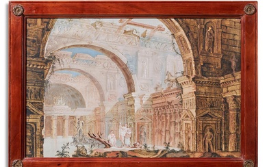 ITALIAN SCHOOL (19TH CENTURY), TWO STAGE DESIGNS WITH CLASSICAL ARCHITECTURE (2)