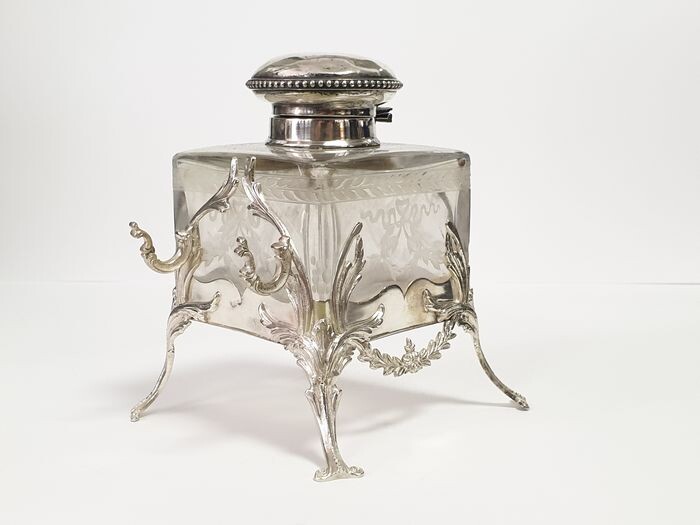 Inkwell, antique - .833 silver - Portugal - Late 19th century