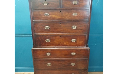 Irish Georgian mahogany chest of chest with two short drawer...