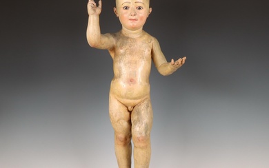 Italië, houten gestoken sculptuur voorstellende het Christuskind, 18e/19e eeuw