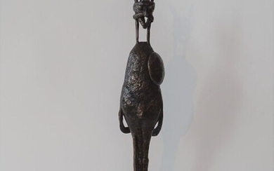 J. Keulers (1924-2019), bronze sculpture on marble base, Warrior, with monogram, dated '87, h. 47 cm.