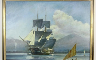 J W Schmidt Signed, USS Potomac, Oil on Canvas