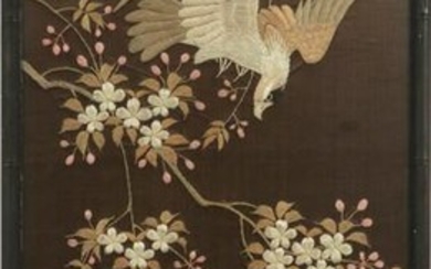 JAPANESE FLORAL SILK EMBROIDERY 19TH.C.
