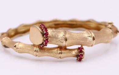 JEWELRY. 14kt Gold and Gem Bamboo Bracelet.