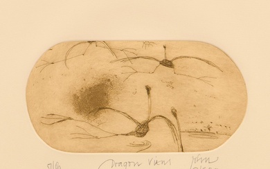 JOHN OLSEN (1928-2023) Dragon Veins 1978 etching, ed. 51/60 15 x 30cm (irregular)