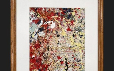 Jackson Pollock Style Mid-Century Drip Art Oil Painting