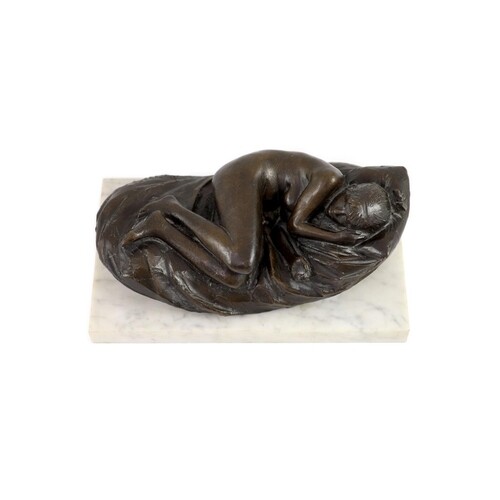 § James W. Butler. RA., A bronze model of a sleeping girl, s...