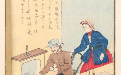 Japan, two woodblock prints, Meiji period