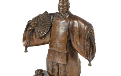 Japanese Meiji signed bronze okemono sculpture of a Noh