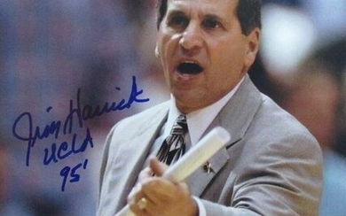 Jim Harrick Autographed/Inscribed 11x14 Basketball Photo UCLA Beckett