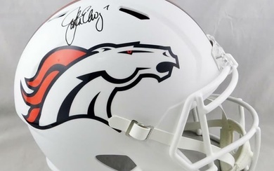 John Elway Autographed Denver Broncos F/S Flat White Helmet- JSA W *Black