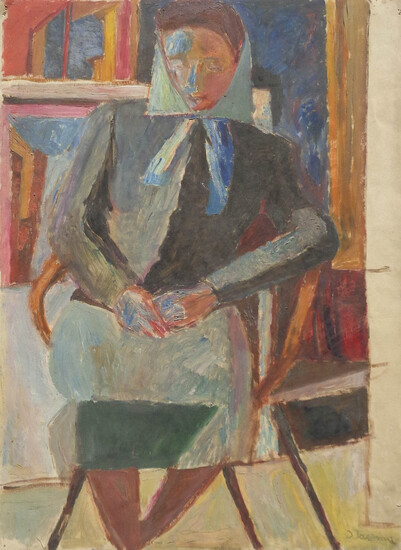 Josef Jarema (Stary Sambor 1900 – Nizza 1974) Donna seduta, 1948;Olio su...