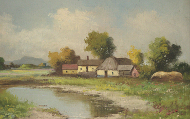 Karoly Sinka (Hungarian) - Rural Landscape, Oil on Canvas.