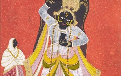 Krishna dancing under the multi-headed serpent, Sheshnag, North or North-west India, 19th century