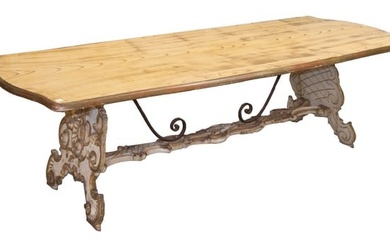 LARGE ITALIAN BAROQUE STYLE BANQUET TABLE, 1960s VINTAGE