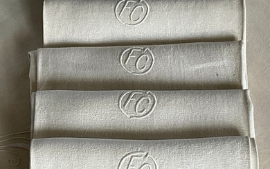 LATE NAPOLEON 111 HEAVY LINEN WASHBASIN TOWELS - Textile - 90 cm - 60 cm