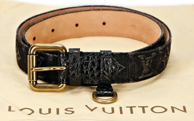 LOUIS VUITTON belt, black with Denim insert, inside