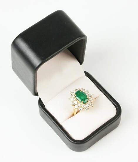 Ladies 14k Emerald and Diamond Ring