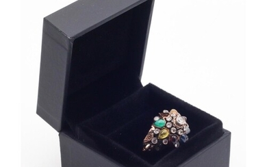 Ladies Cluster Ring with Various Gemstones Including Sapphir...