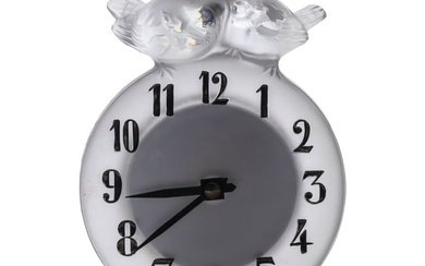 Lalique French Crystal Antoinette Lovebirds Clock