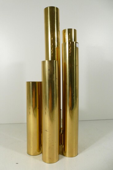 Lampe de table tubulaire en laiton par Gaetano Sciolari pour Boulanger 1970 (Ht.40cm)