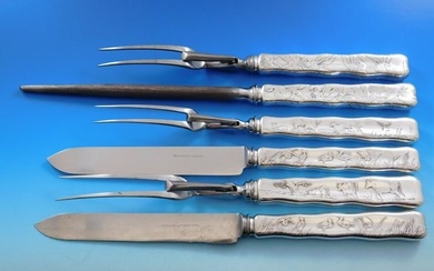 Lap Over Edge Acid Etched by Tiffany Sterling Silver Roast Carving Set 6 Piece
