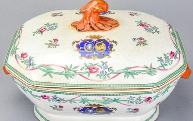 Large Chinese Export Famille Rose Boar Head Tureen